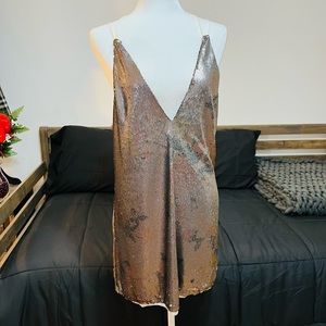 Free People Tie Straps Sequin Slip Dress